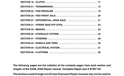 Case IH DX48, DX55 Tractors Service Manual