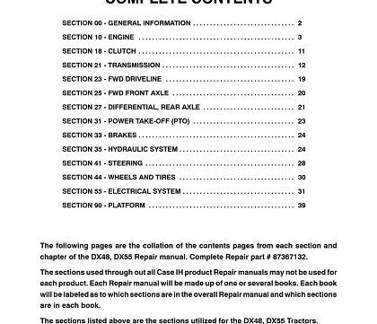 Case IH DX48, DX55 Tractors Service Manual