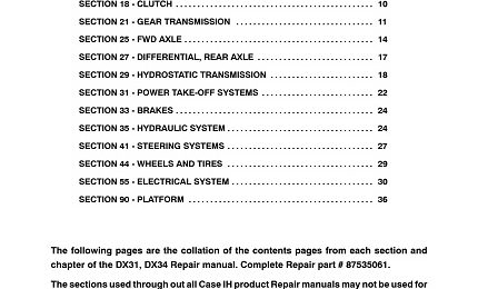 Case IH DX31, DX34 Tractors Service Repair Manual