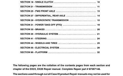 Case IH DX23, DX26 Tractor Service Repair Manual