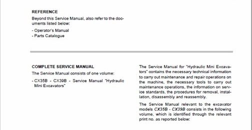 Case CX35B, CX39B Hydraulic Mini Excavators Service Manual